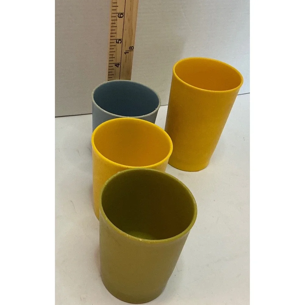 Tupperware Vintage Tumblers Cups Set of 4 Harvest Gold Green Blue Y2K Retro